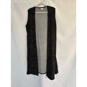 LulaRoe Joy Black Grey Duster‎ Vest Side Slit Sleeveless XL